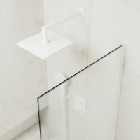 Шторка на ванну Maybah Glass MGV-95-1у 900x1400 в узком профиле Белый стекло сатиновое