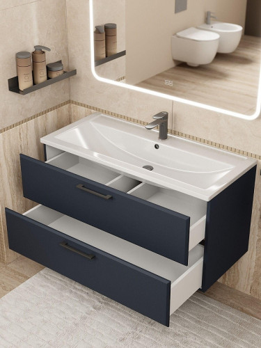 Тумба под раковину Uperwood Foster New 100 TFosterNEW100b подвесная цвет Черный матовый