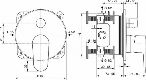Смеситель для душа Ideal Standard Cerafine Model O A7350XG Черный шелк латунь встраиваемый