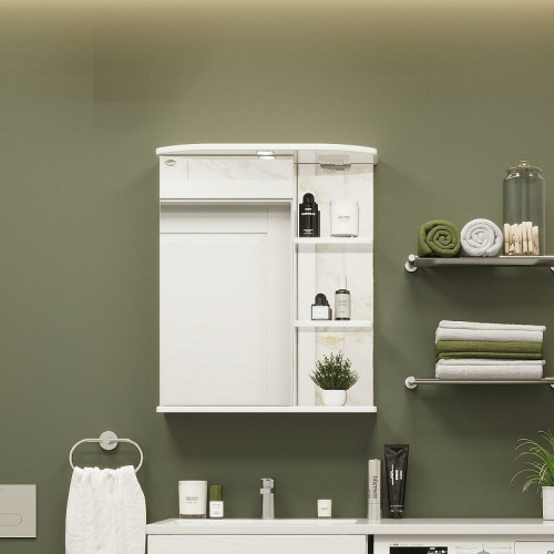 Зеркальный шкаф Onika Карина 55.01 L 205512 с подсветкой Белый МДФ / ЛДСП, стекло