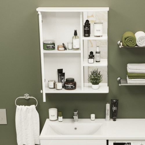 Зеркальный шкаф Onika Карина 55.01 L 205512 с подсветкой Белый МДФ / ЛДСП, стекло