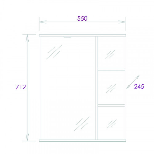 Зеркальный шкаф Onika Карина 55.01 L 205512 с подсветкой Белый МДФ / ЛДСП, стекло