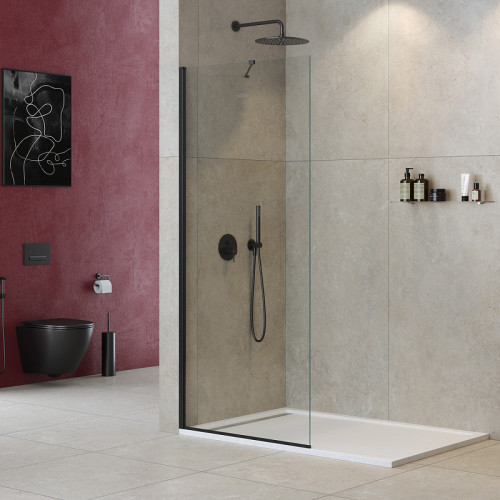 Душевая перегородка Cezares Liberta 70 LIBERTA-L-1-TB-70-C-NERO профиль Черный матовый стекло прозрачное