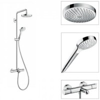 Душевая система Hansgrohe Croma Select S 27351400 с термостатом Хром Белая латунь на стену