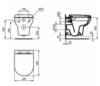 Унитаз Ideal Standard Exacto Rimless R002601 подвесной с сиденьем Микролифт фарфор подвесной