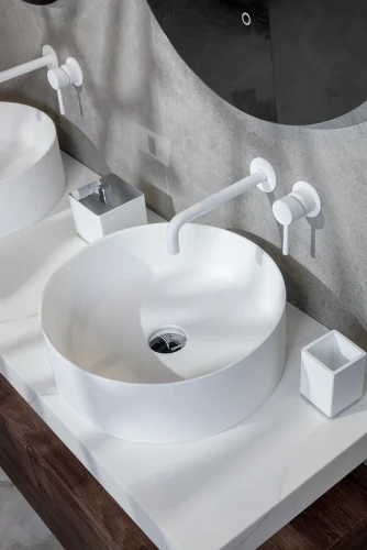 Раковина-чаша Boheme Corian 40 819-MW Белая матовая искусственный камень (литьевой мрамор) накладная