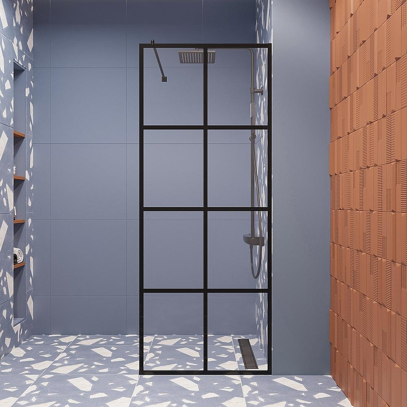 Душевая перегородка DIWO Коломна 80 MG-KOL-80-BL профиль Черный матовый стекло с рисунком