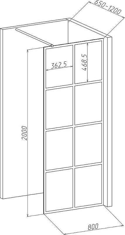 Душевая перегородка DIWO Коломна 80 MG-KOL-80-BL профиль Черный матовый стекло с рисунком