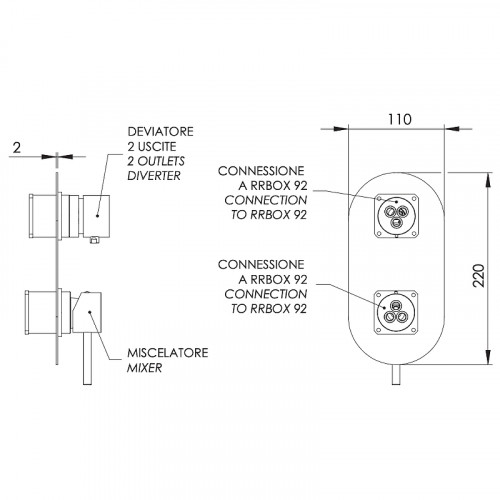Смеситель для душа Remer X-Style X92KBBG Золото брашированное латунь встраиваемый