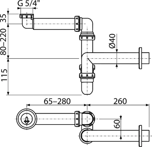 Сифон для раковины Alcaplast A434 цвет Белый