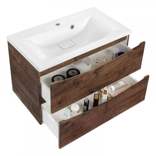 Тумба под раковину Vincea Mia 80 VMC-2MA800RW подвесная R.Wood МДФ / ЛДСП