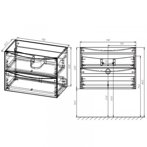Тумба под раковину Vincea Mia 80 VMC-2MA800RW подвесная R.Wood МДФ / ЛДСП
