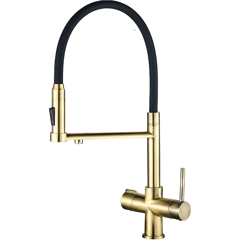 Смеситель для кухни ZorG Steel Hammer SH 2003 BRONZE Бронза Черный латунь на столешницу