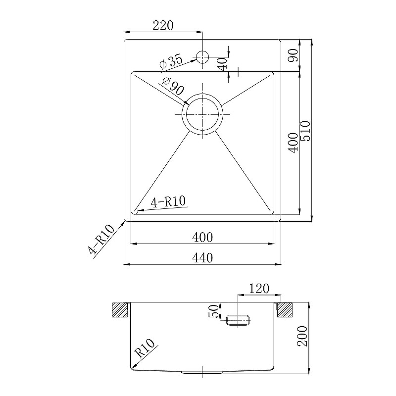 Кухонная мойка Lemark Janga 440 9932104 цвет Черный матовый