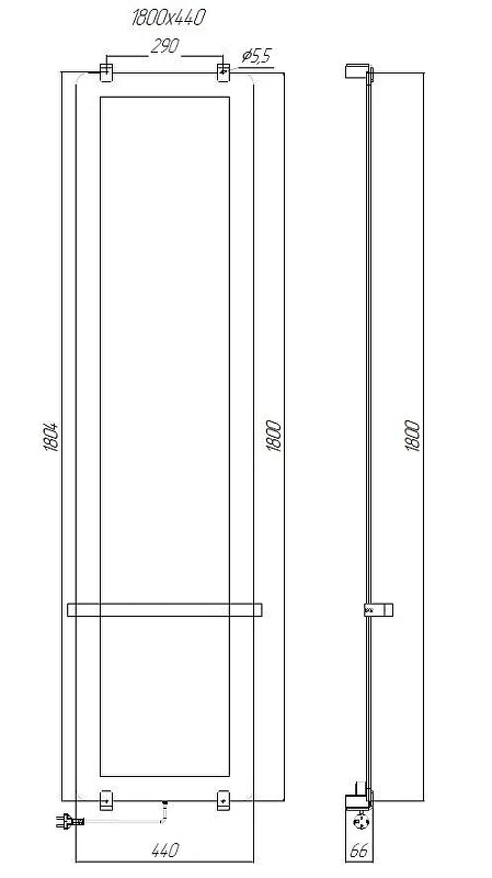 Электрический полотенцесушитель Allen Brau Infinity 180x44 00325648 цвет Серебро