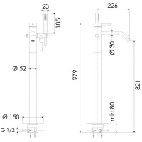 Смеситель для ванны Remer X-Style Inox SSX08 Нержавеющая сталь латунь на пол