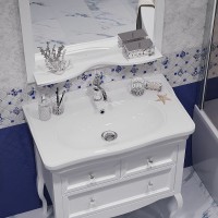 Зеркало Opadiris Валери 85 00-00007039 Белое матовое с выключателем МДФ / ЛДСП, массив дерева, стекло