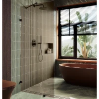 Душевая перегородка Maybah Glass MGD-263-6 890x1950 коннектор стена-стекло Черный стекло бронзовое