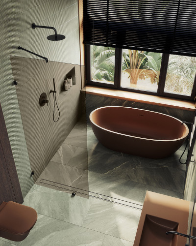 Душевая перегородка Maybah Glass MGD-263-6 890x1950 коннектор стена-стекло Черный стекло бронзовое