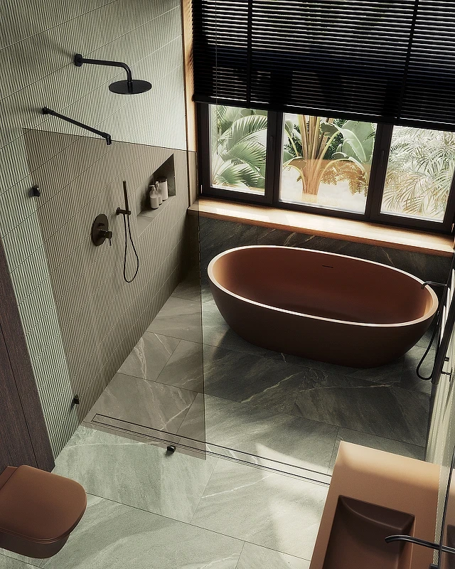 Душевая перегородка Maybah Glass MGD-263-6 890x1950 коннектор стена-стекло Черный стекло бронзовое