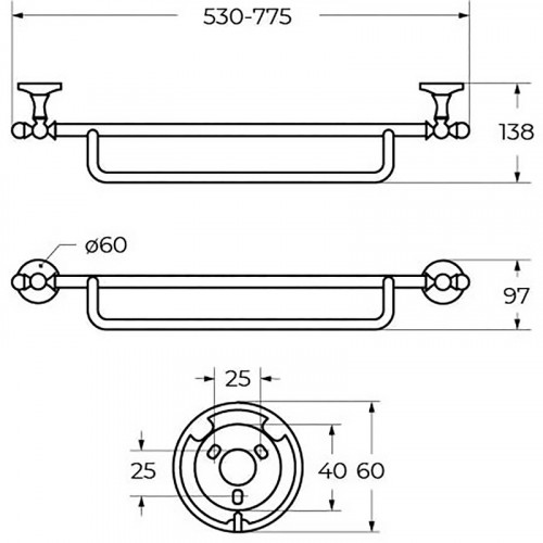 Полотенцедержатель Art&amp;Max Antic Crystal AM-E-2648CLS двойной Хром