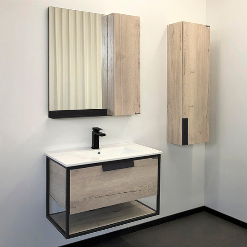 Зеркало со шкафом Comforty Бонн 75 00-00008473 Дуб дымчатый МДФ / ЛДСП, стекло