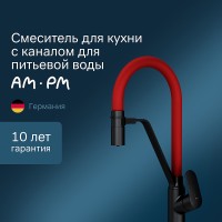 Смеситель для кухни AM.PM Like F8007828 Черный матовый Красный латунь