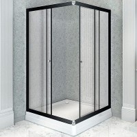 Душевой уголок Radomir Дрим 100x90 L 1-03-6-1-0-1210 профиль Черный стекло прозрачное