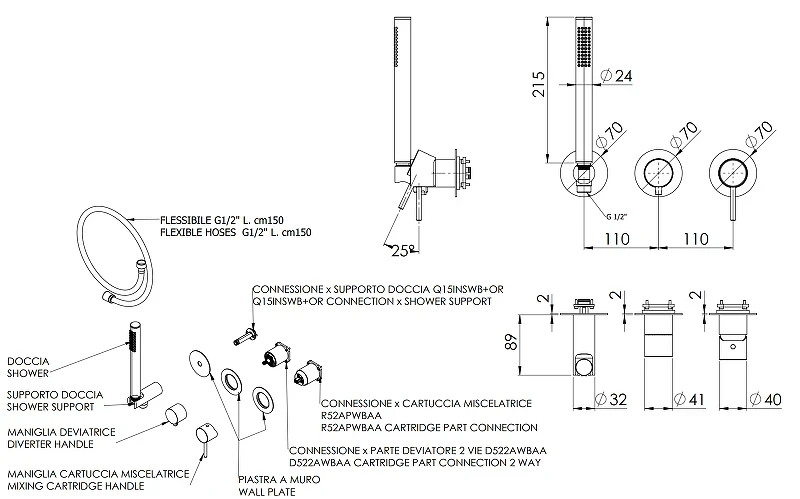 Смеситель для душа Remer X-Style X97D2PWB цвет Хром