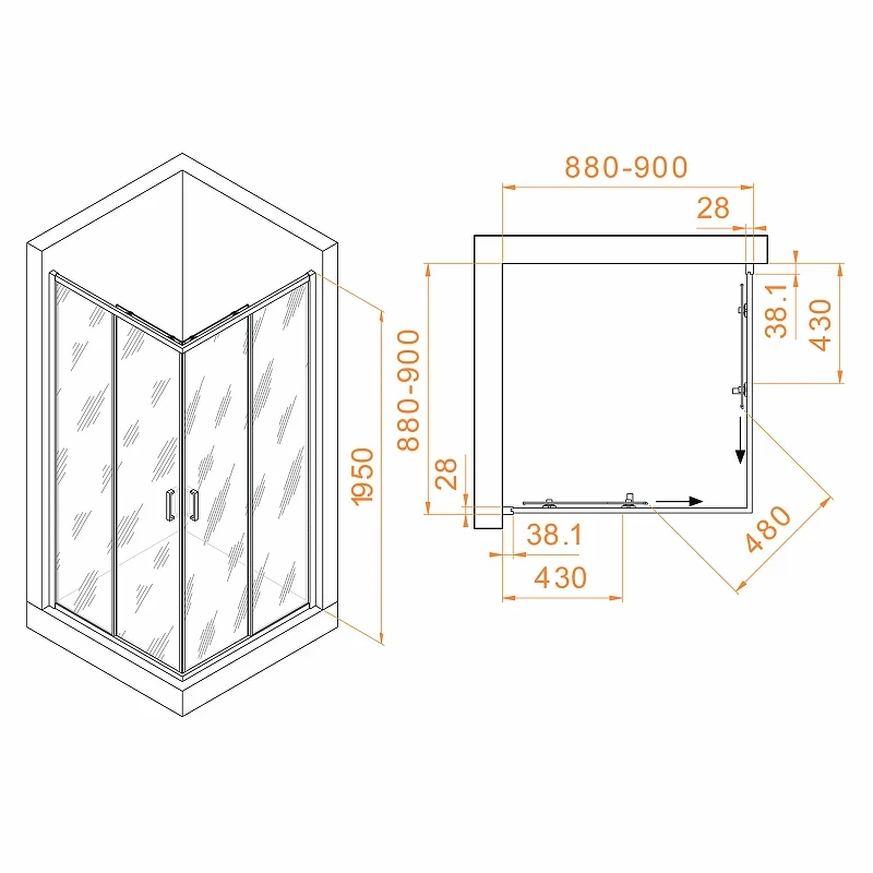 Душевой уголок RGW Passage PA-39B 90x90 03083999-14 профиль Черный стекло прозрачное