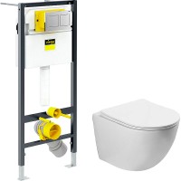 Комплект унитаза Vincea Globo VT1-14S с инсталляцией Viega Prevista Dry 8524.14 792596 с сиденьем Микролифт и клавишей смыва Хром фарфор подвесной