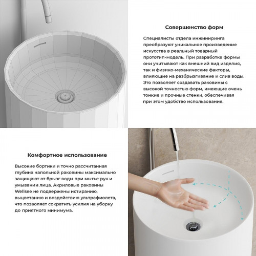 Раковина Wellsee Chalice Perfection 45 230611000 цвет Белый глянцевый