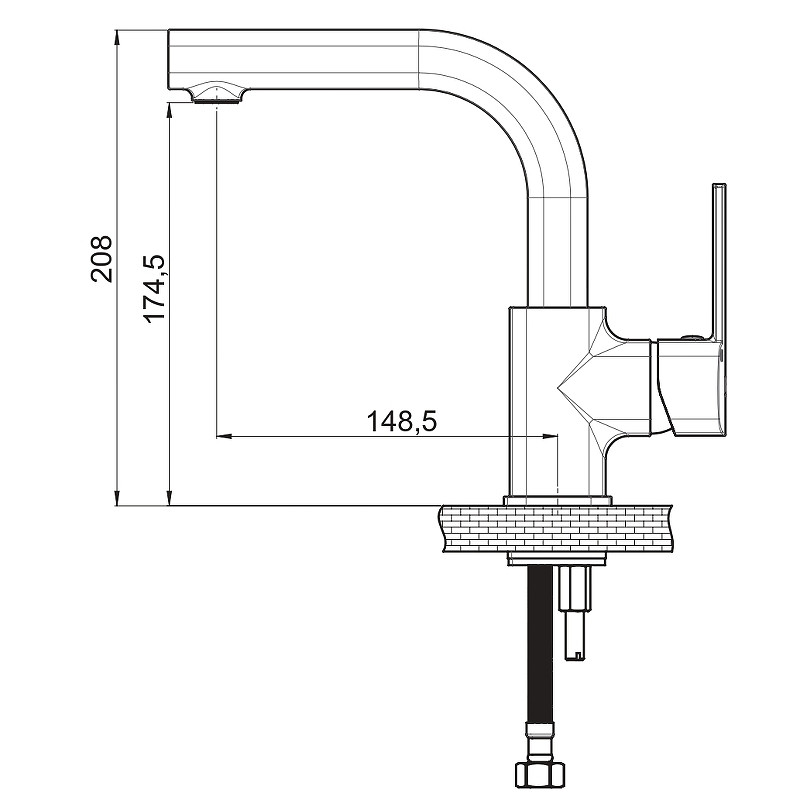 Смеситель для раковины GPD Pedra Colored MTL160-S Черный матовый латунь