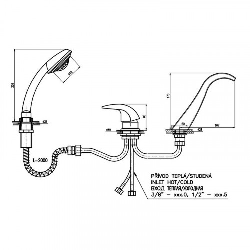 Смеситель на борт ванны Rav Slezak Dunaj D461.5YZ Золото латунь