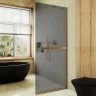 Душевая перегородка Maybah Glass MGD-718-3у 1190х1950 в узком профиле с полотенцедержателем Золото стекло графитовое матовое