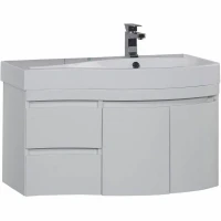 Тумба под раковину Aquanet Сопрано 95 R 169633 подвесная Белая МДФ / ЛДСП