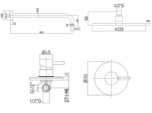 Душевая система Paffoni Light KITLIG011CR Хром латунь встраиваемый