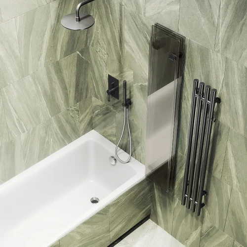 Шторка для ванны Maybah Glass MGV-585-6 980х1400 складная 4 секции Черный стекло бронзовое