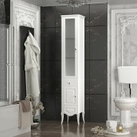 Шкаф пенал Opadiris Брунелла 38 L 00-00004341 Белый матовый МДФ / ЛДСП, массив дерева, стекло