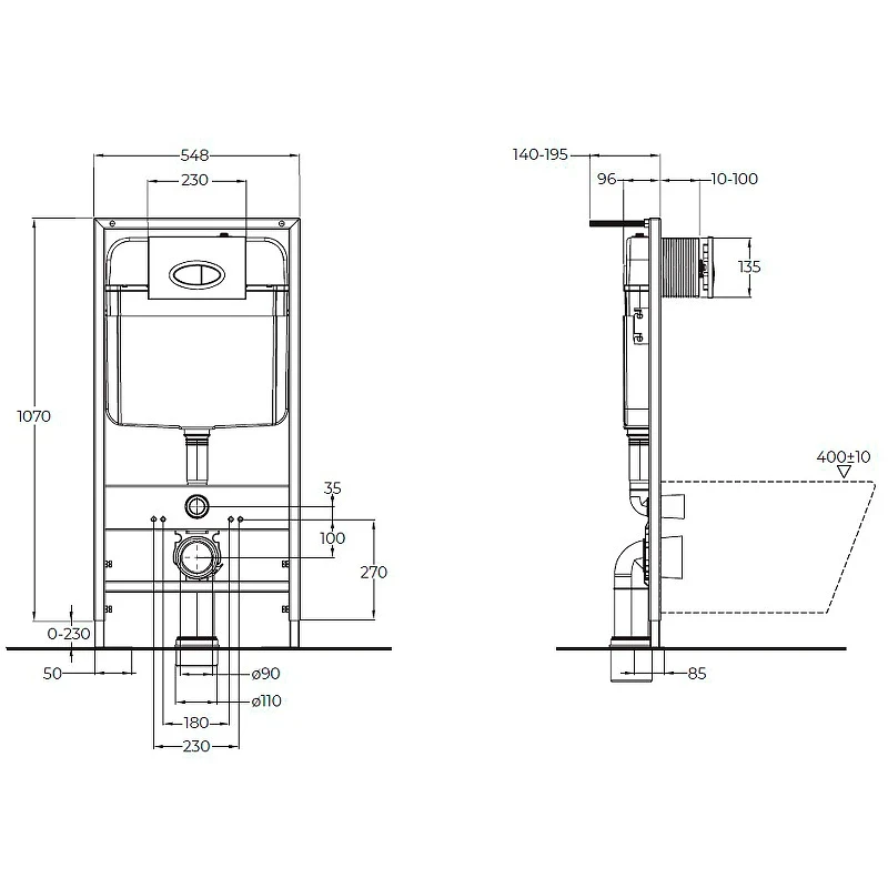 Комплект унитаза Cezares Stylus-Tor CZR-6601-TH-TOR/CZR-2316-SC с инсталляцией BelBagno BB026/BB081CR с сиденьем Микролифт и клавишей смыва Хром глянцевый фаянс подвесной