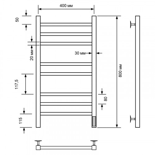 Электрический полотенцесушитель Comfysan Pioli-K EC-8 80x40 014230 Хром