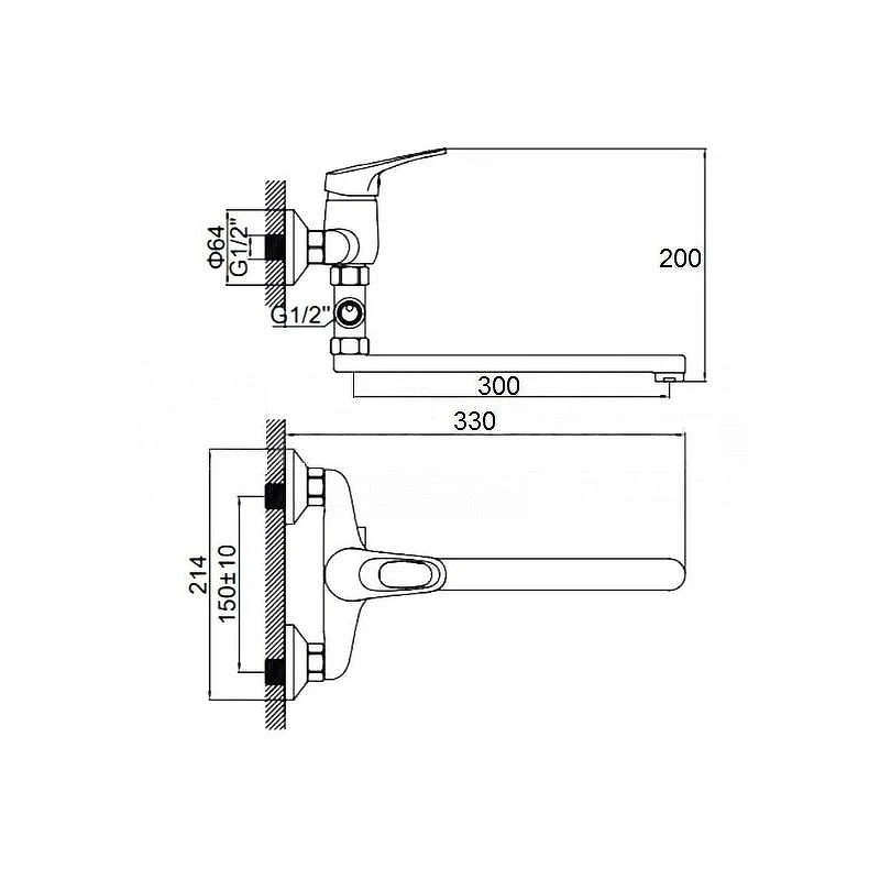 Смеситель для ванны D-Lin D140429 универсальный цвет  Хром