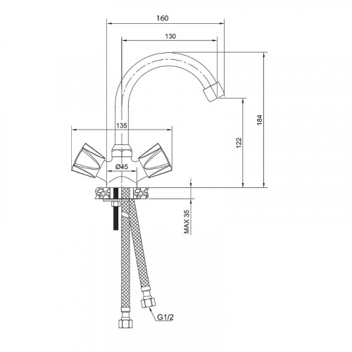 Смеситель для раковины Olive's Catalona 23110CT Хром