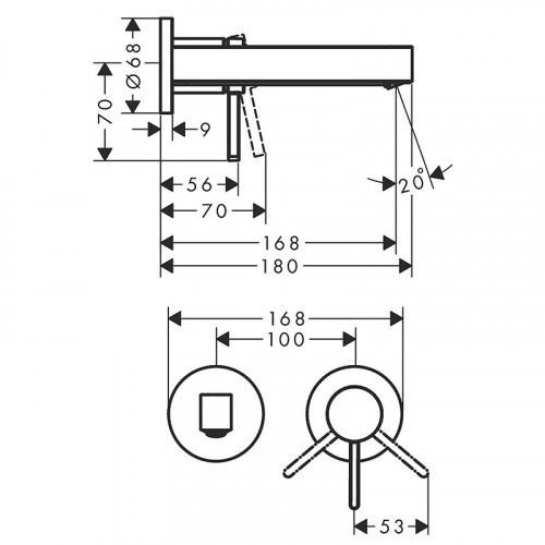 Смеситель для раковины Hansgrohe Finoris 76051670 Черный матовый латунь встраиваемый