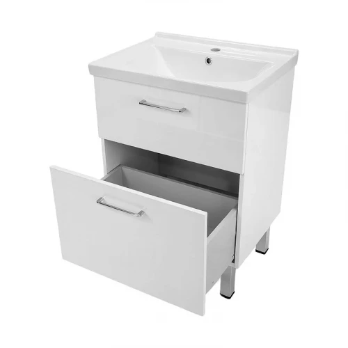 Тумба с раковиной Azario Ника 60 Н CS00106459 цвет Белый глянцевый
