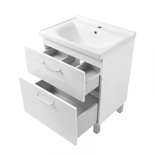 Тумба с раковиной Azario Ника 60 Н CS00106459 цвет Белый глянцевый