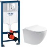 Комплект унитаза Aquatek Европа AQ1900-00 с инсталляцией Grohe Rapid SL 38721001 с сиденьем Микролифт и клавишей смыва Хром фарфор подвесной