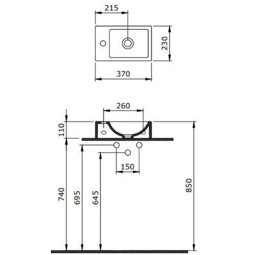 Раковина Berges Small 37 L 182009 Белая глянцевая фарфор подвесная, накладная