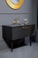 Тумба под раковину Boheme Armadi Art Vallessi Avangarde Linea 80 842-080-BG подвесная Черная Золото МДФ / ЛДСП