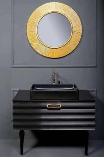 Тумба под раковину Boheme Armadi Art Vallessi Avangarde Linea 80 842-080-BG подвесная Черная Золото МДФ / ЛДСП